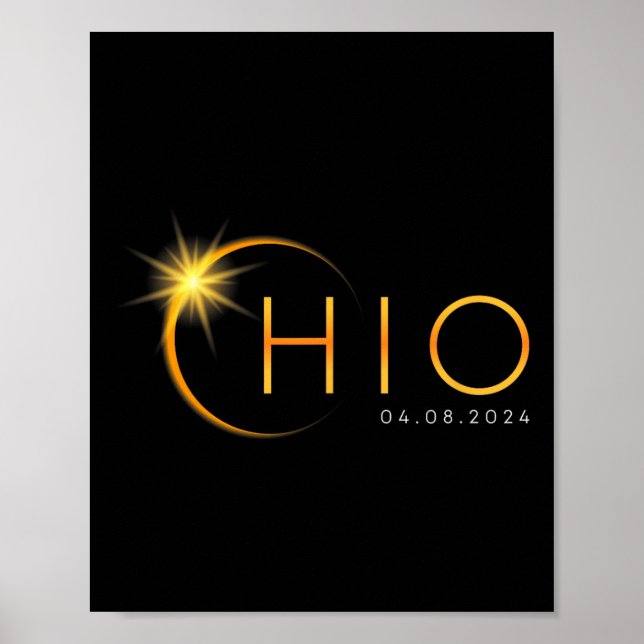Póster Eclipse solar total 2024 Ohio estatal Totalidad Ab (Frente)