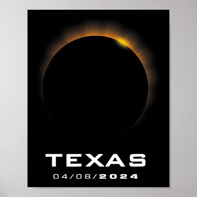 Póster Eclipse solar total 2024 Texas (Frente)