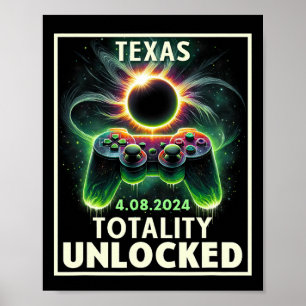 Póster Eclipse solar total 2024 Texas Video Game Gamer