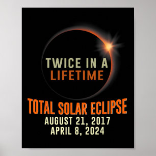 Póster Eclipse Solar Total 2024 Totalidad Dos Veces En Un