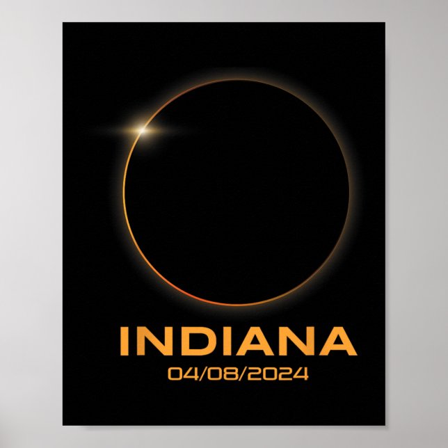 Póster Eclipse solar total 2024 Totalidad Indiana (Frente)