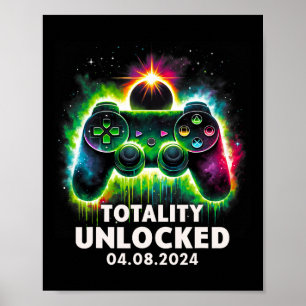 Póster Eclipse solar total 2024 Video Game Colorful 1