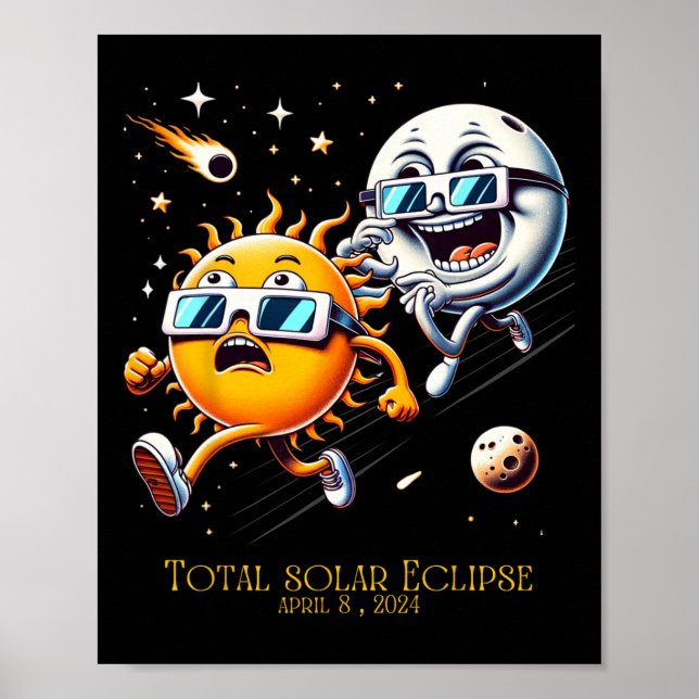 Póster Eclipse solar total 8-4-2024 Episodios de luna de  (Frente)