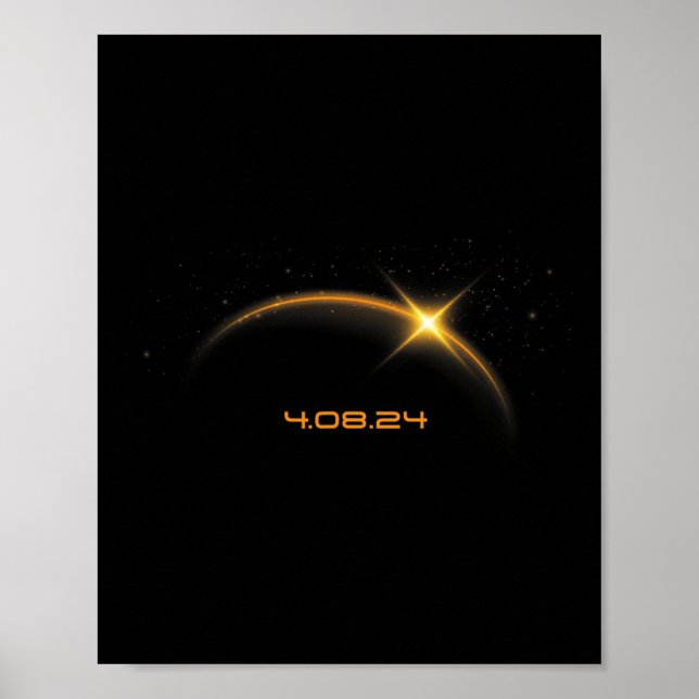 Póster Eclipse solar total 8 de abril de 2024 (Frente)