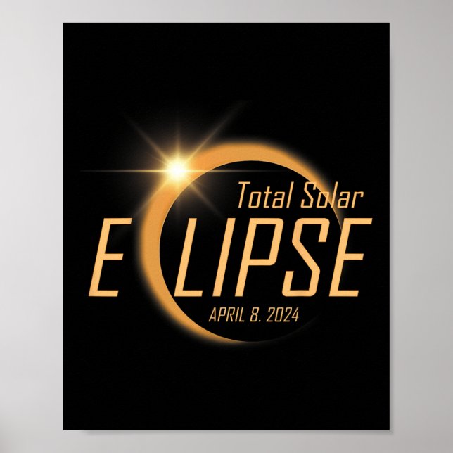 Póster Eclipse solar total 8 de abril de 2024 Astronoma t (Frente)