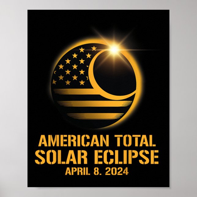 Póster Eclipse solar total 8 de abril de 2024 Astronoma t (Frente)