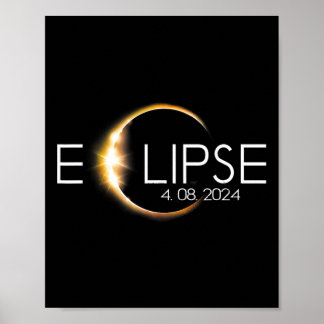 Póster Eclipse solar total 8 de abril de 2024 Totalidad