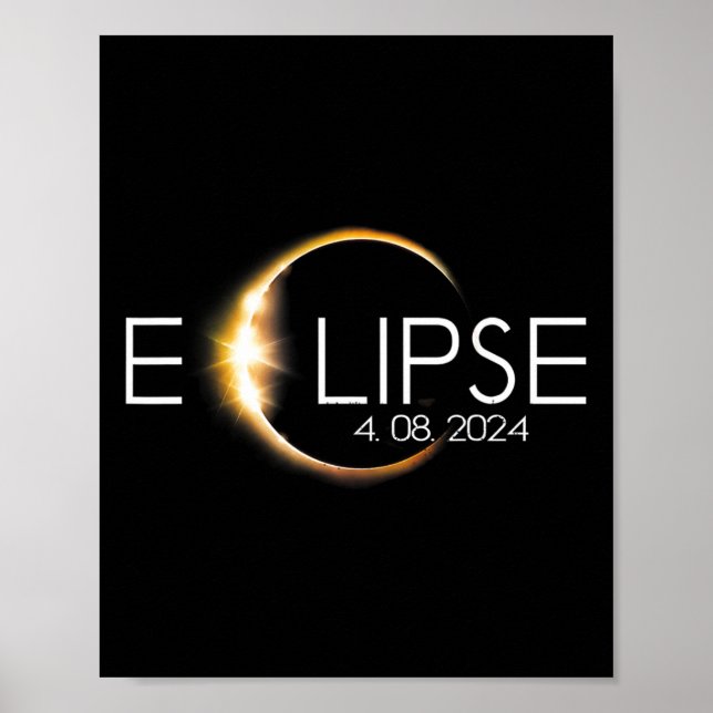 Póster Eclipse solar total 8 de abril de 2024 Totalidad (Frente)