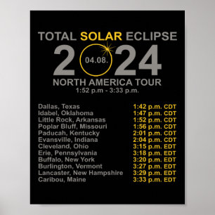 Póster Eclipse Solar Total 8 De Abril Ruta Del Eclipse