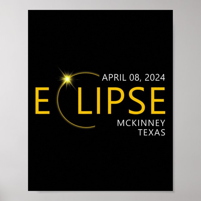 Póster Eclipse solar total abril 08 2024 Mckinney Texas T (Frente)