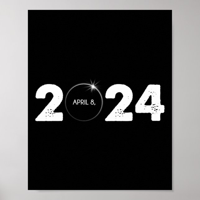 Póster Eclipse Solar Total Abril 8 2024 Ruta De La Totali (Frente)