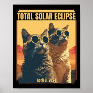 Póster Eclipse solar total Abril 8 Cats eclipses