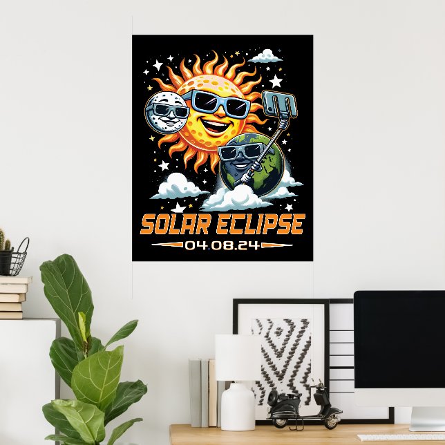 Póster Eclipse solar total abril de 2024 (Oficina en casa)