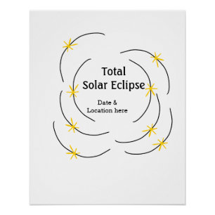 Póster eclipse solar total añadir fecha ubicación mitad s