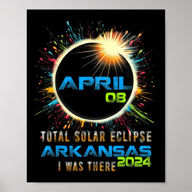 Póster Eclipse solar total Arkansas 2024 Totalit colorido (Frente)
