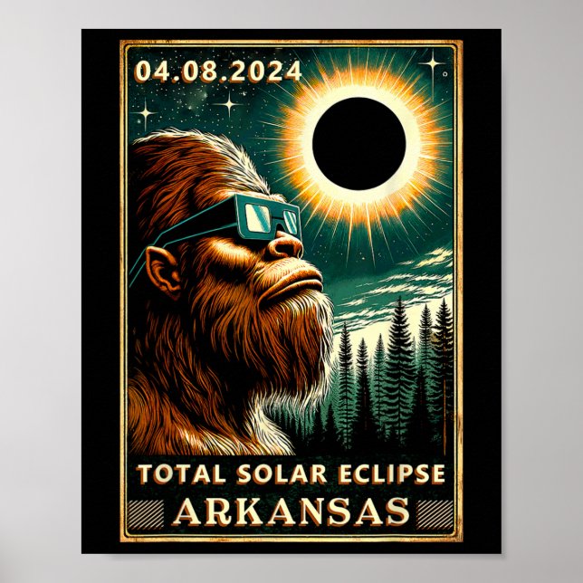 Póster Eclipse Solar Total Arkansas - Gle Eclipse Bigfoot (Frente)