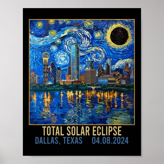 Póster Eclipse solar total artístico en línea aérea de Te (Frente)