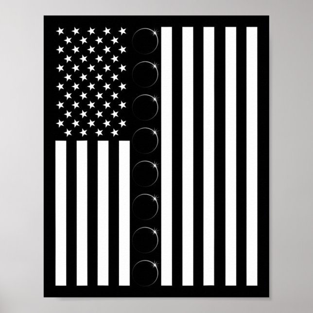 Póster Eclipse solar total bandera estadounidense 04.08.2 (Frente)