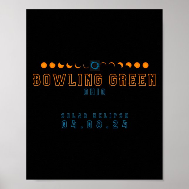 Póster Eclipse solar total Bowling Green Ohio 04.08.24 (Frente)