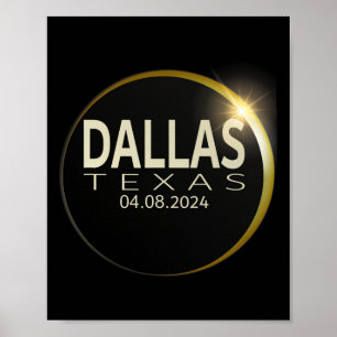 Póster Eclipse Solar Total Dallas Texas 8 de abril de 202