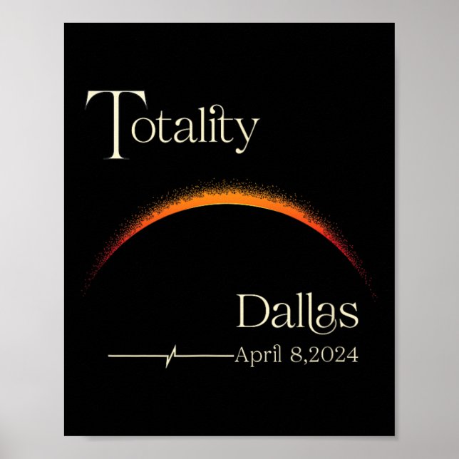Póster Eclipse solar total Dallas Texas Ec total (Frente)