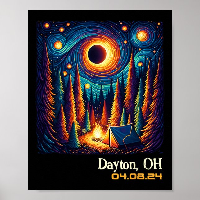Póster Eclipse solar total Dayton Ohio (Frente)