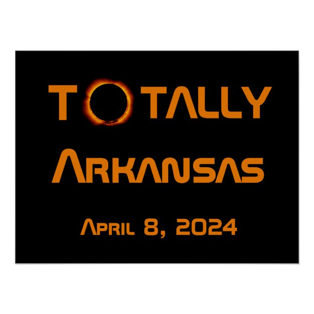 Póster Eclipse solar total de Arkansas 2024 (Anverso)