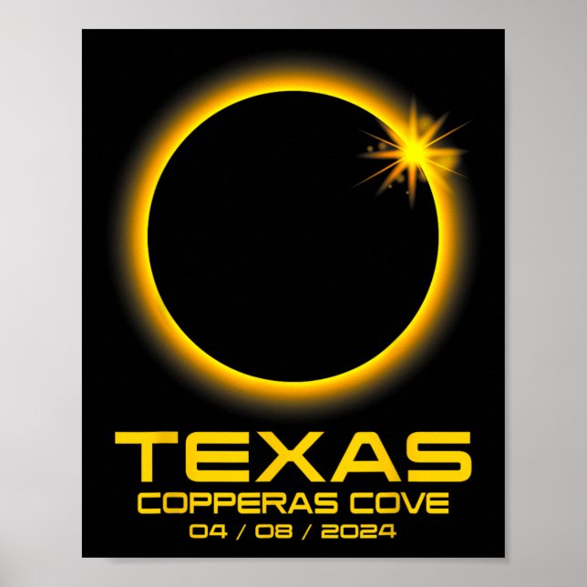 Póster Eclipse solar total de Cove Texas Tx 2024 (Frente)