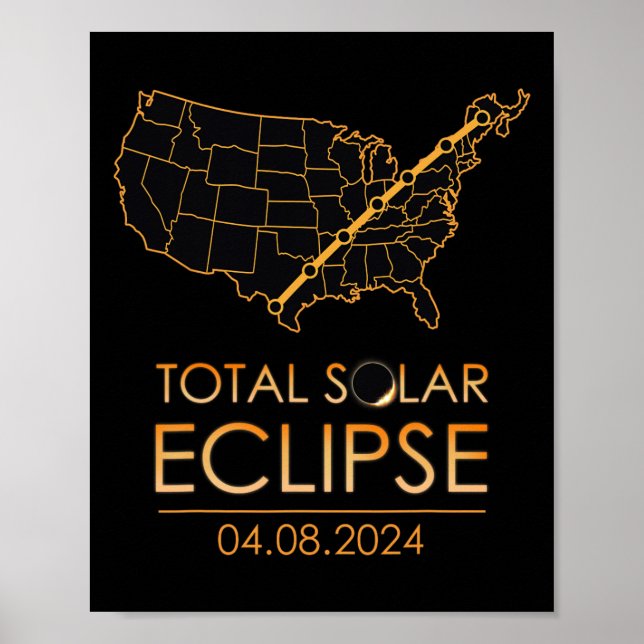Póster Eclipse solar total de Estados Unidos 8 de abril d (Frente)