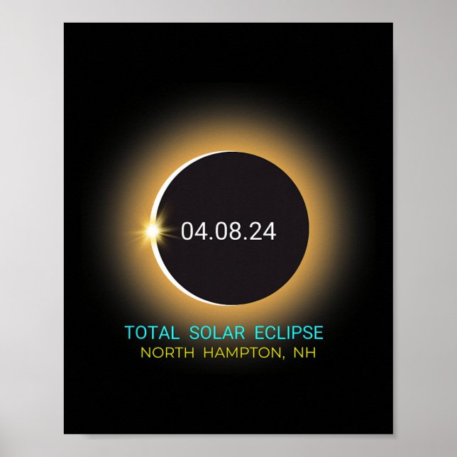 Póster Eclipse solar total de Hampton Nh 040824 Nuevo Ham (Frente)