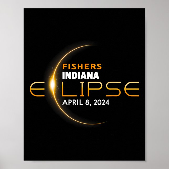 Póster Eclipse solar total de Indiana 2024 (Frente)
