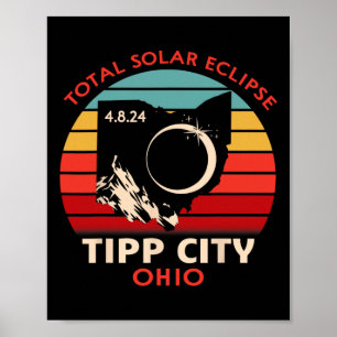 Póster Eclipse solar total de la Ciudad de Tipp Ohio 2024
