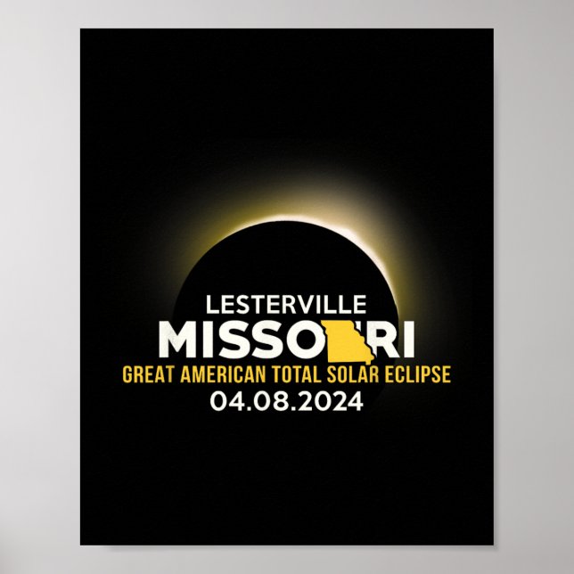 Póster Eclipse solar total de Lesterville Missouri Mo 202 (Frente)