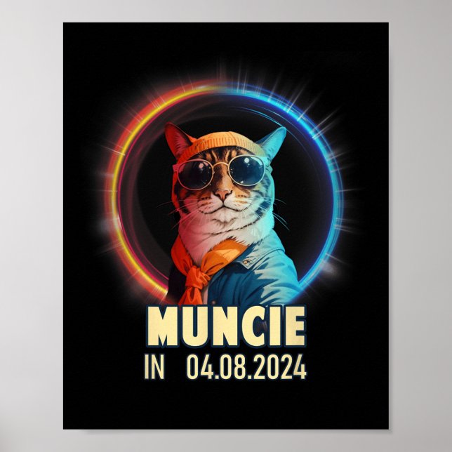Póster Eclipse solar total de Muncie Indiana 2024 (Frente)