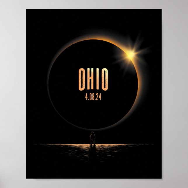 Póster Eclipse solar total de Norteamérica 2024 Ohio Usa (Frente)