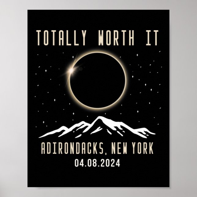 Póster Eclipse solar total de Nueva York 2024 1 (Frente)