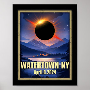 Póster Eclipse solar total de Ny Watertown Vintage 2024