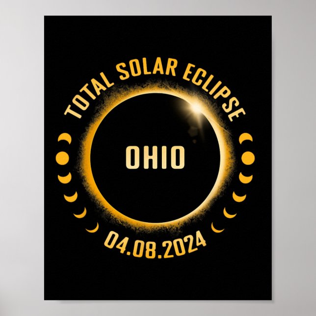 Póster Eclipse solar total de Ohio 2024 (Frente)
