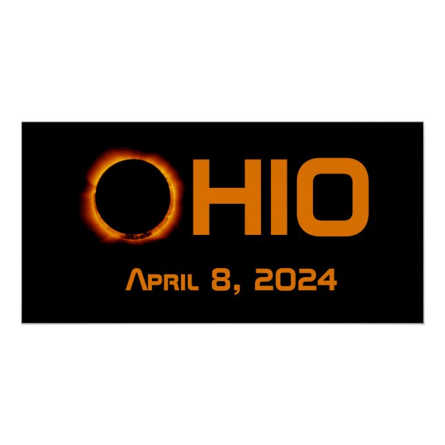 Póster Eclipse solar total de Ohio 2024 (Anverso)