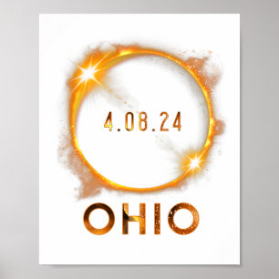 Póster Eclipse solar total de Ohio 8 de abril de 2024 Ohi