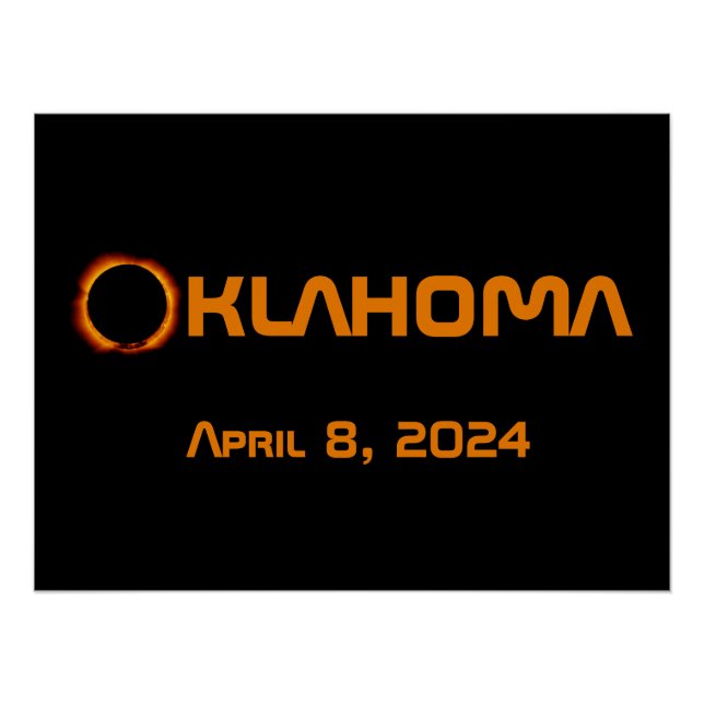 Póster Eclipse solar total de Oklahoma 2024 (Anverso)