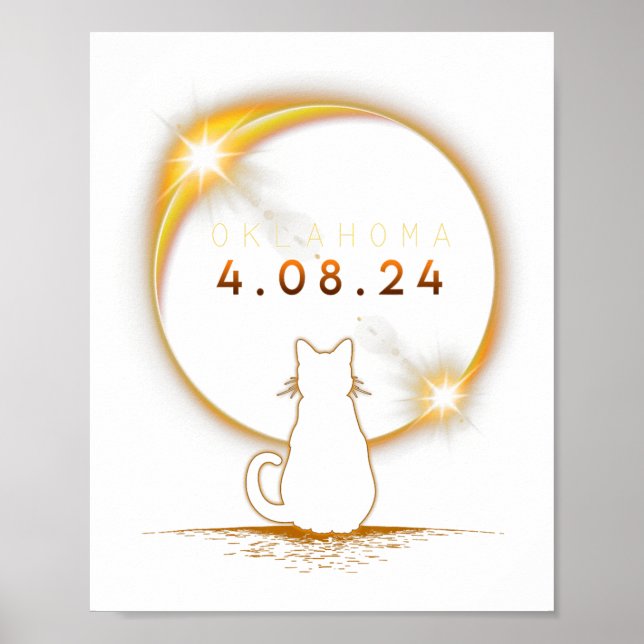 Póster Eclipse solar total de Oklahoma 2024 (Frente)
