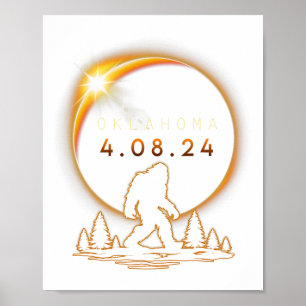 Póster Eclipse Solar Total De Oklahoma 2024 Bigfoot Ec