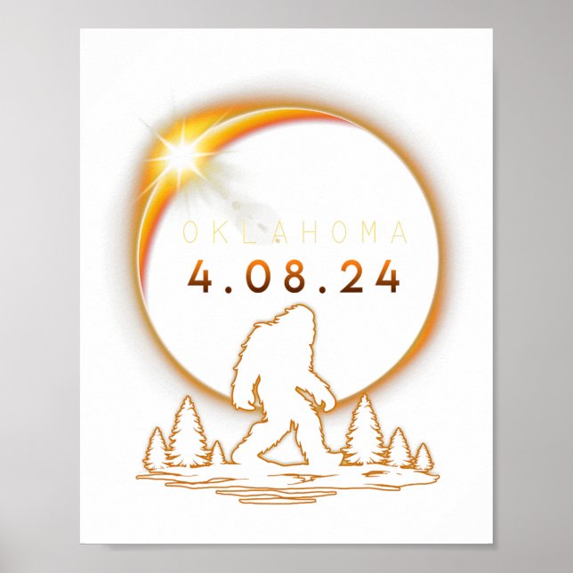Póster Eclipse Solar Total De Oklahoma 2024 Bigfoot Ec (Frente)