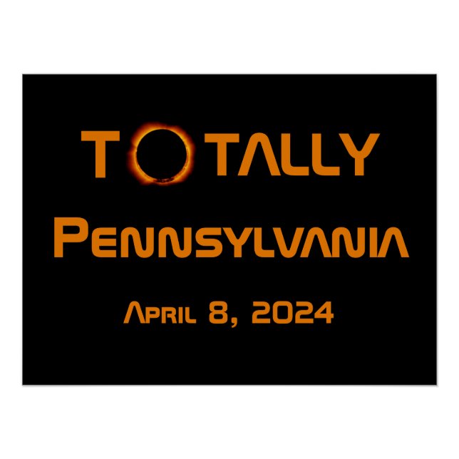 Póster Eclipse solar total de Pennsylvania 2024 (Anverso)