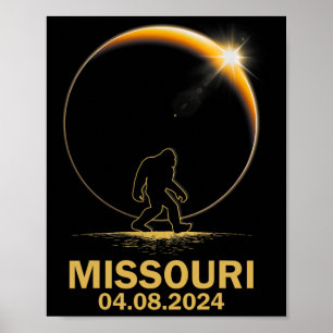 Póster Eclipse solar total de pie grande 4.08.2024 Misuri