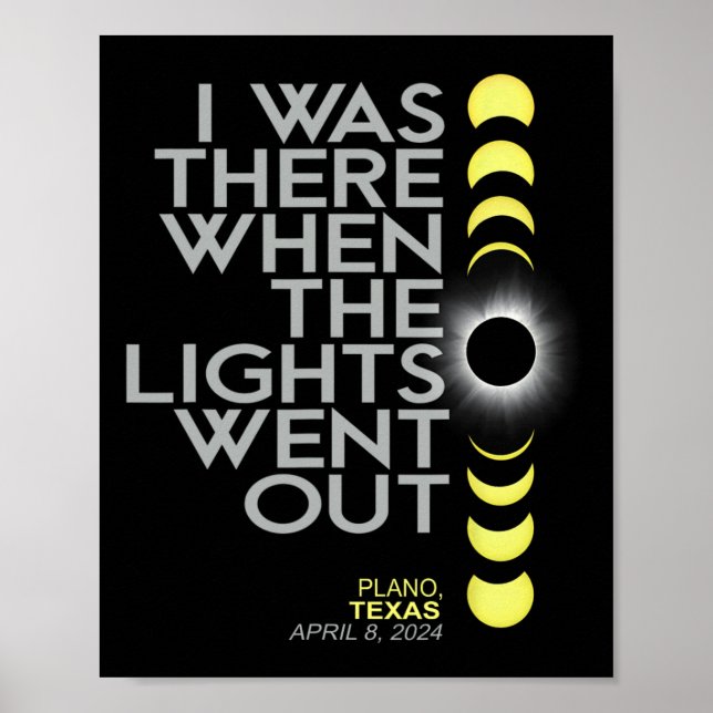 Póster Eclipse solar total de Plano Texas 2024 (Frente)
