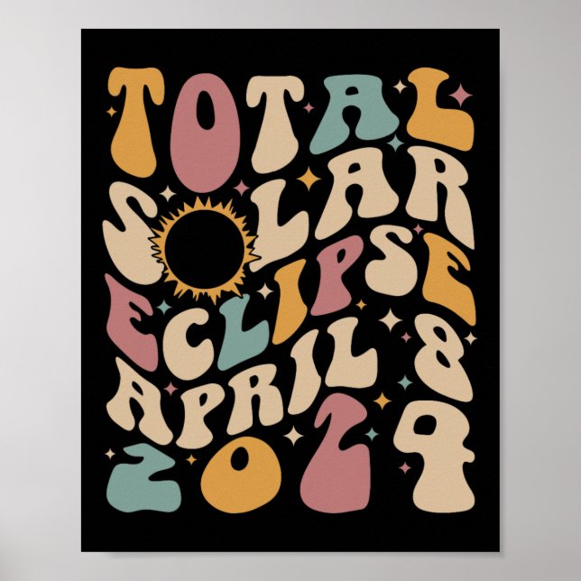Póster Eclipse solar total de retro Groovy abril de 2008 (Frente)