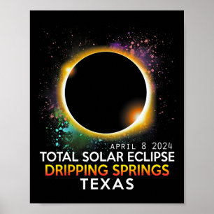 Póster Eclipse solar total de Springs Texas 2024