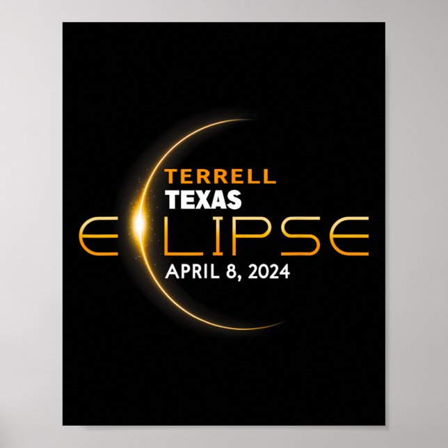 Póster Eclipse solar total de Terrell Texas 2024 (Frente)